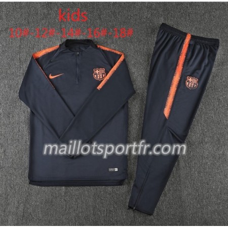 Barcelone Enfant Ensemble Sweat d'entrainement Noir Orange 2018/19